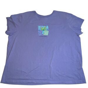 Vintage Cherokee T-shirt Womens 2X Purple Palm Trees Short Sleeve Basic Top